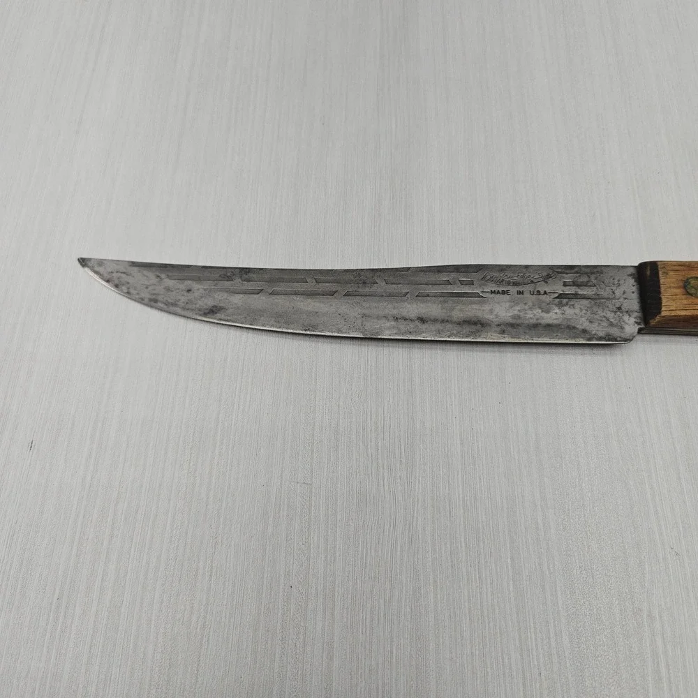Vintage Old Hickory Ontario Knife Co Tru-Edge Carbon Steel Slicer Made in USA